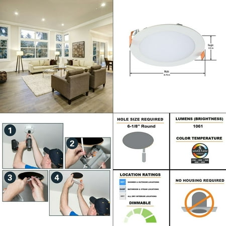 

Halo Hlb 6 In. White Round Integrated Led Recessed Light Direct Mount Kit