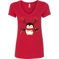 thumbnail image 3 of Inktastic Penguin Xmas Women's V-Neck T-Shirt, 3 of 5