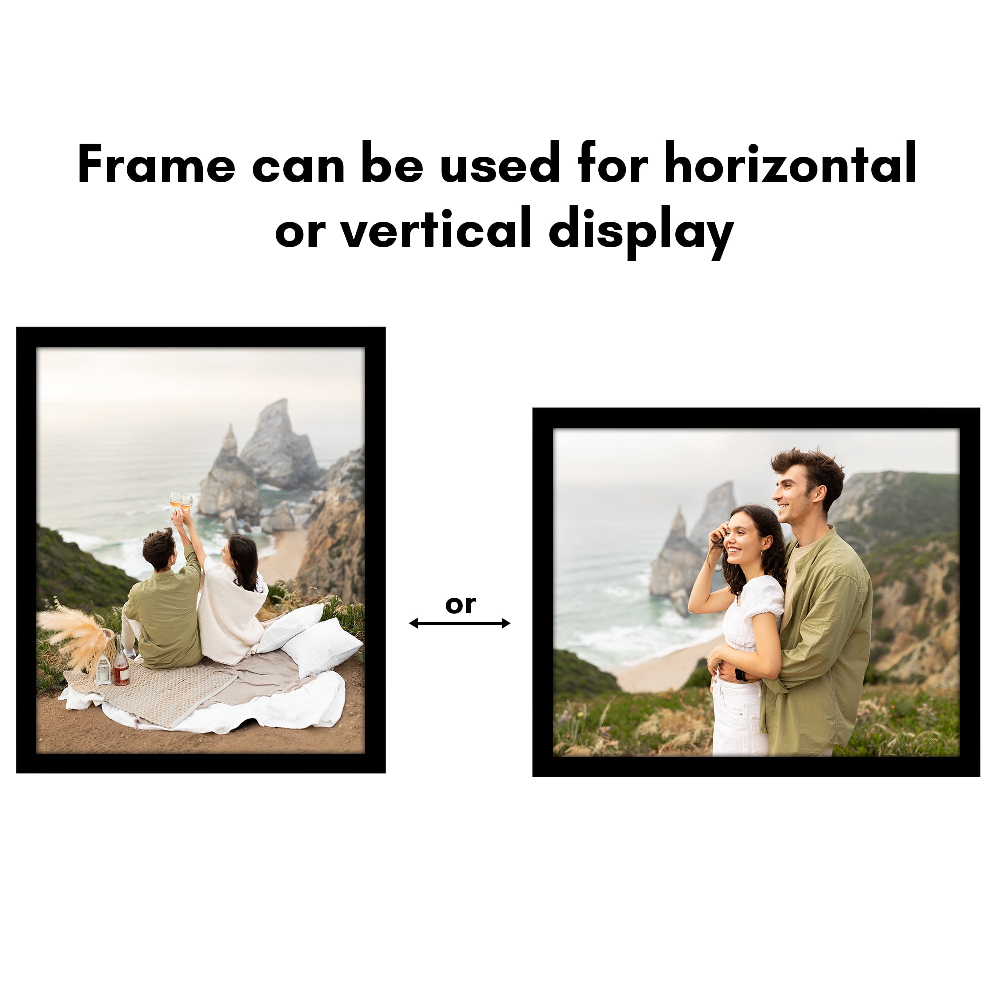 Americanflat 17x21 Picture Frame with Polished Plexiglass Wide Photo Frames Made Vertical Horizontal - Black