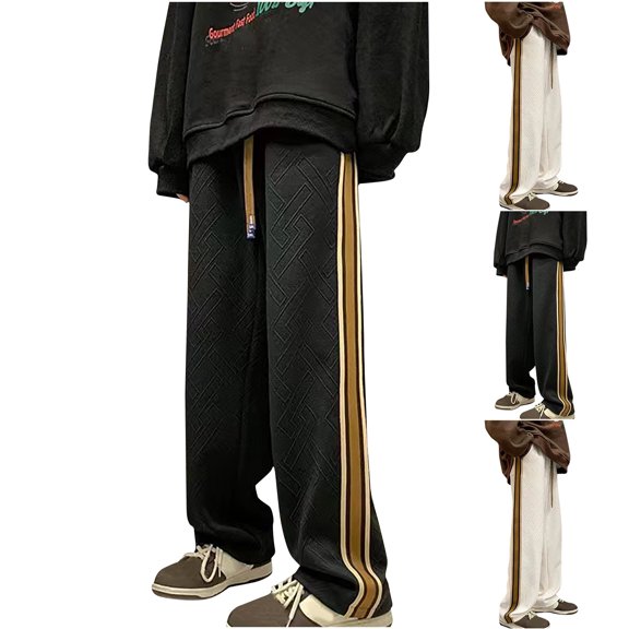 Swuxness Men's Jogger Long Sweatpants Summer Trousers Printing Elastic Waist Straight-Leg Track