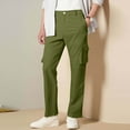thumbnail image 4 of Coorders George Mens Relaxed Fit Cargo Pants With Stretch, Elastic Waist Straight Pants with Pockets, Men's and Big Men's Army Green,Size M, 4 of 8