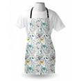 thumbnail image 4 of Floral Apron, Paint Blots and Exotic Leaves Flower Drawings, Unisex Kitchen Bib with Adjustable Neck for Cooking Gardening, Adult Size, White Blue Orange, by Ambesonne, 4 of 4
