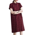 thumbnail image 6 of ZANZEA Womens Dresses Turn-Down-Collar Floral Printed Front Pockets Dress, 6 of 12