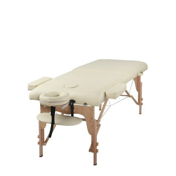 The Best Massage Table 3" Foam 2 Fold Cream Portable Massage Table PU Leather High Quality