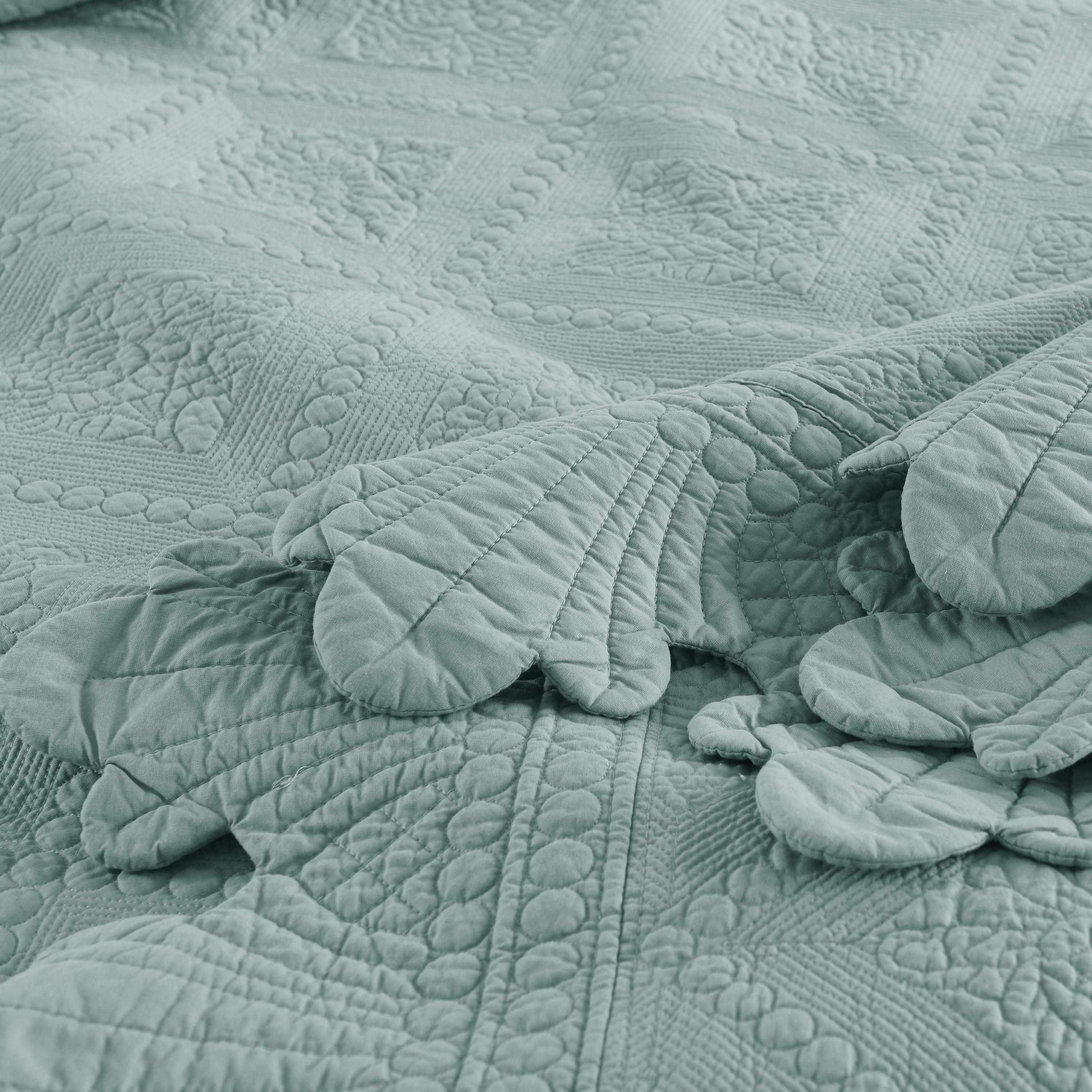 MarCielo 3Pcs 100% Cotton Oversized Quilt Bedspread Coverlet Set TK