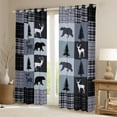 thumbnail image 2 of Feelyou Rustic Farmhouse Bear Black Out Curtains, Reindeer Moose Wildlife Curtains Pack of 2 (42x63 Each), Grey Blue Square Plaid Bedroom Curtains, Blackout Curtains Bedroom Decor, 2 of 6