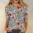 thumbnail image 2 of Women Casual V-Neck T-Shirts Loose Puff Short Sleeve Tops Tunic Blouses, 2 of 5