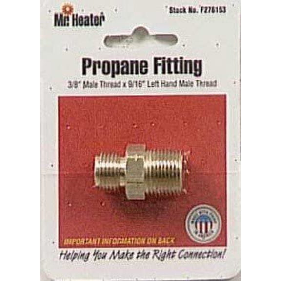 Mr. Heater Propane Gas Fitting Adapter LP 3/8 MPT x 9/16 LHM - Brass - 3/8" x 9/16"