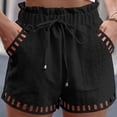 thumbnail image 2 of Women's Summer Shorts Solid Color Thin Hollow Tight Waist Baggy Dressy Casual Womens Jorts with Pockets S-2XL, 2 of 5