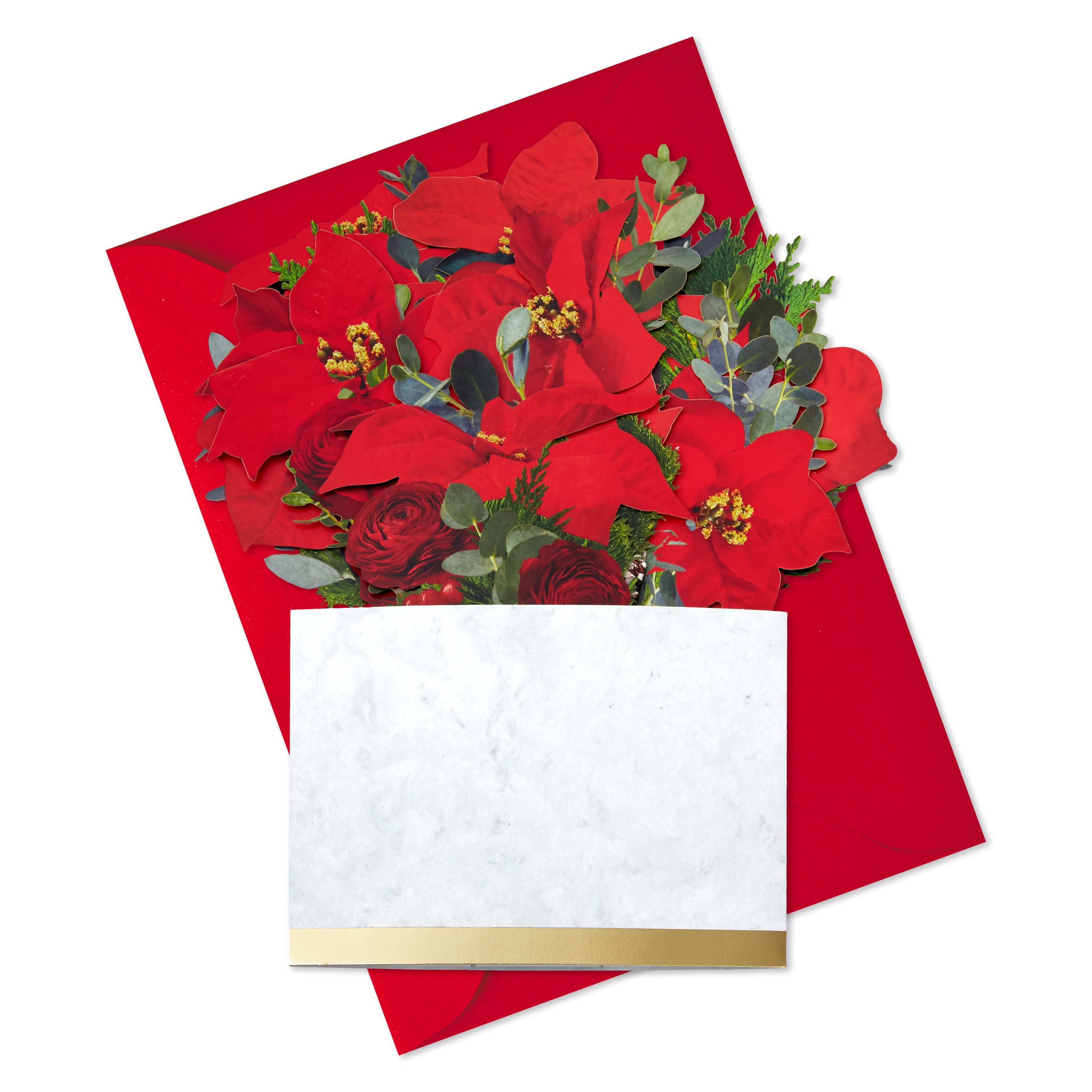 Hallmark Paper Wonder 3D Pop-Up Christmas Greeting Card (Merry Christmas Poinsettia Flower Bouquet)