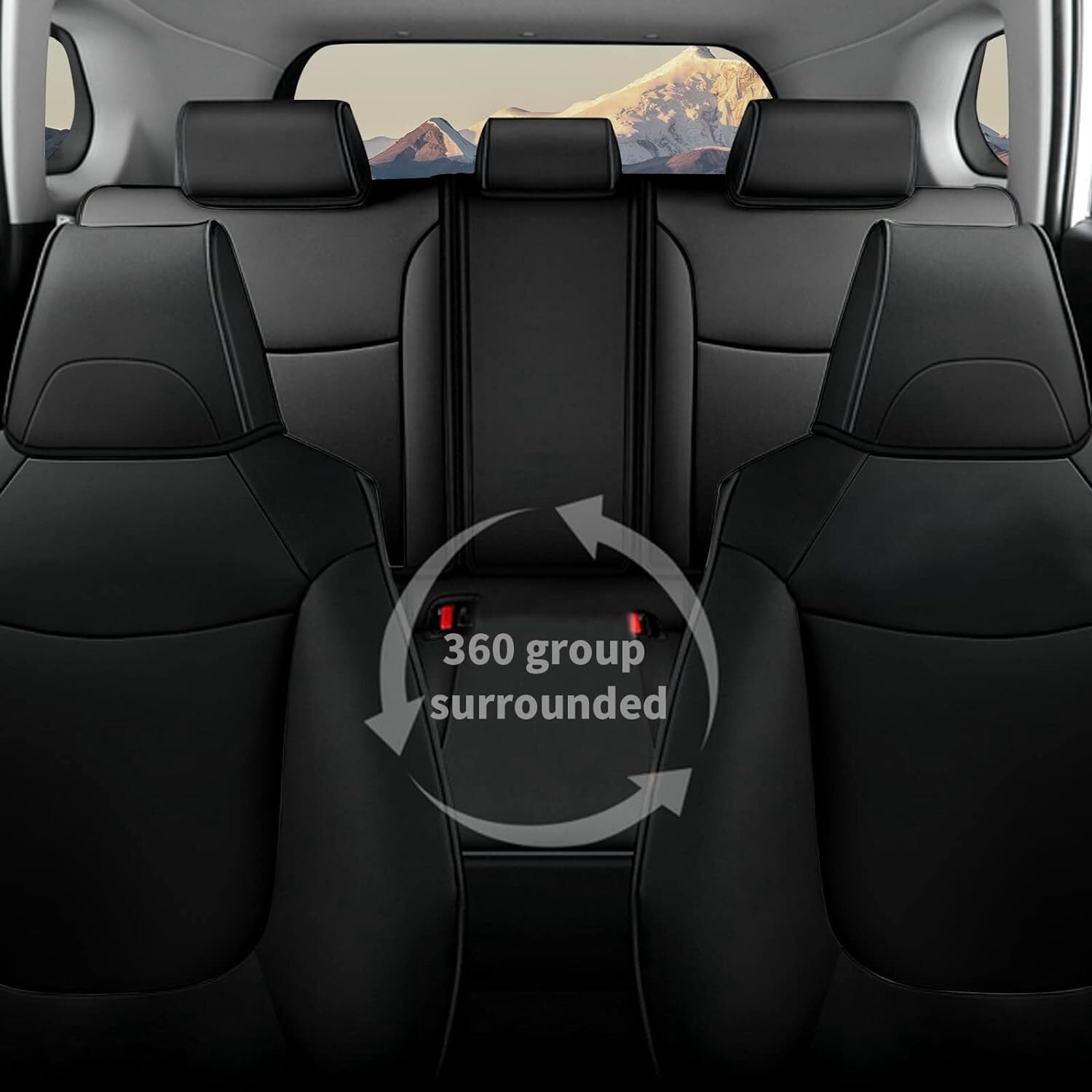 AOMSAZTO RAV4 Hybrid Car Seat Covers Custom Fit for Toyota RAV4 Hybrid 2019 2020 2021 2022 2023 2024 (Not for XSE&2022-2024 SE Hybrid)-Full Set Faux Leather (Black)