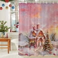 thumbnail image 6 of Winter Snow Scene Christmas Pink Farmhouse Shower Curtain for Bathroom, Watercolor Xmas Tree Waterproof Shower Curtains Washable Quick Dry with Hooks Bathtub Curtains 72x72IN, 6 of 9