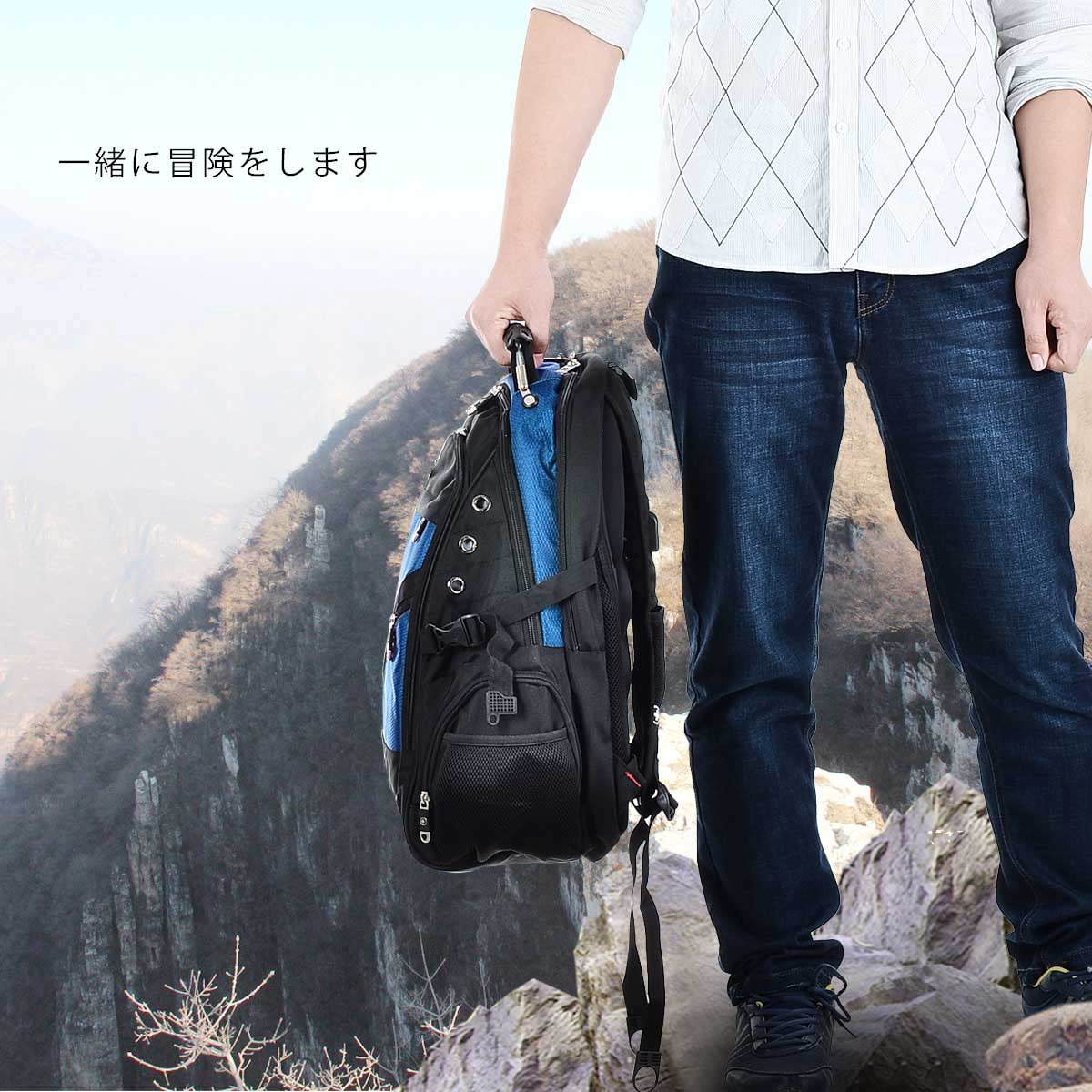 KAWELL Unisex 16" Laptop Backpack with USB Charging Port, Blue