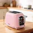 thumbnail image 2 of Mecity Smart Touch Screen Toaster 2 Slice, Retro Wide Slot Stainless Steel Toaster with 6 Browning Levels, Reheat & Defrost, for Bagel, Toast, Bread, Removable Crumb Tray, Pink, 2 of 9