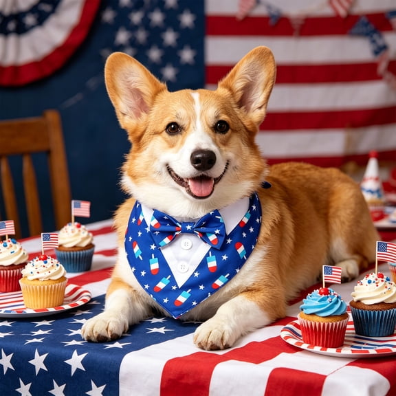 4th of July Kitchen Decor - Independence Day Pet Party Decorations Formal Pet Bandanas Classic Scarves Dog Neck Scarfs 4th of July Holiday Decor