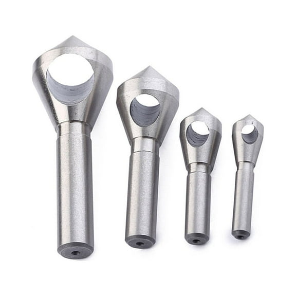 4-Piece Countersink Drill Bit Set with Deburring Tool for Wood, Metal, Plastic - Countersink Bits
