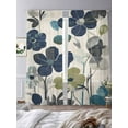 thumbnail image 2 of Navy Blue Green Floral Sheer Curtains for Living Room Bedroom Vintage Botanical Leaves Sheer Curtains 84 Inch Long 2 Panels Set Light Filtering Curtain Window Treatments Drapes for Dining Room, 2 of 6
