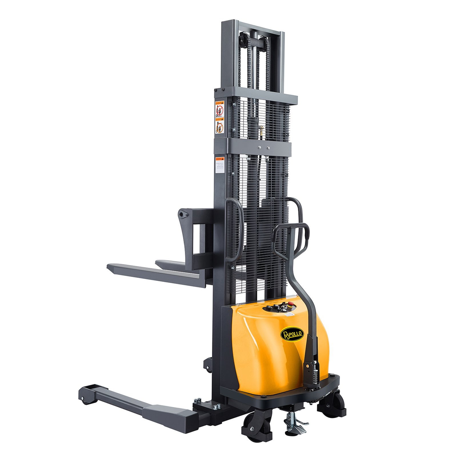 Aequanta Semi-Electric Pallet Jack Forklift Cross-Legs Straddle High Lift Stacker 2200lbs Capacity 63 Lifting Height with Adjustable Forks 