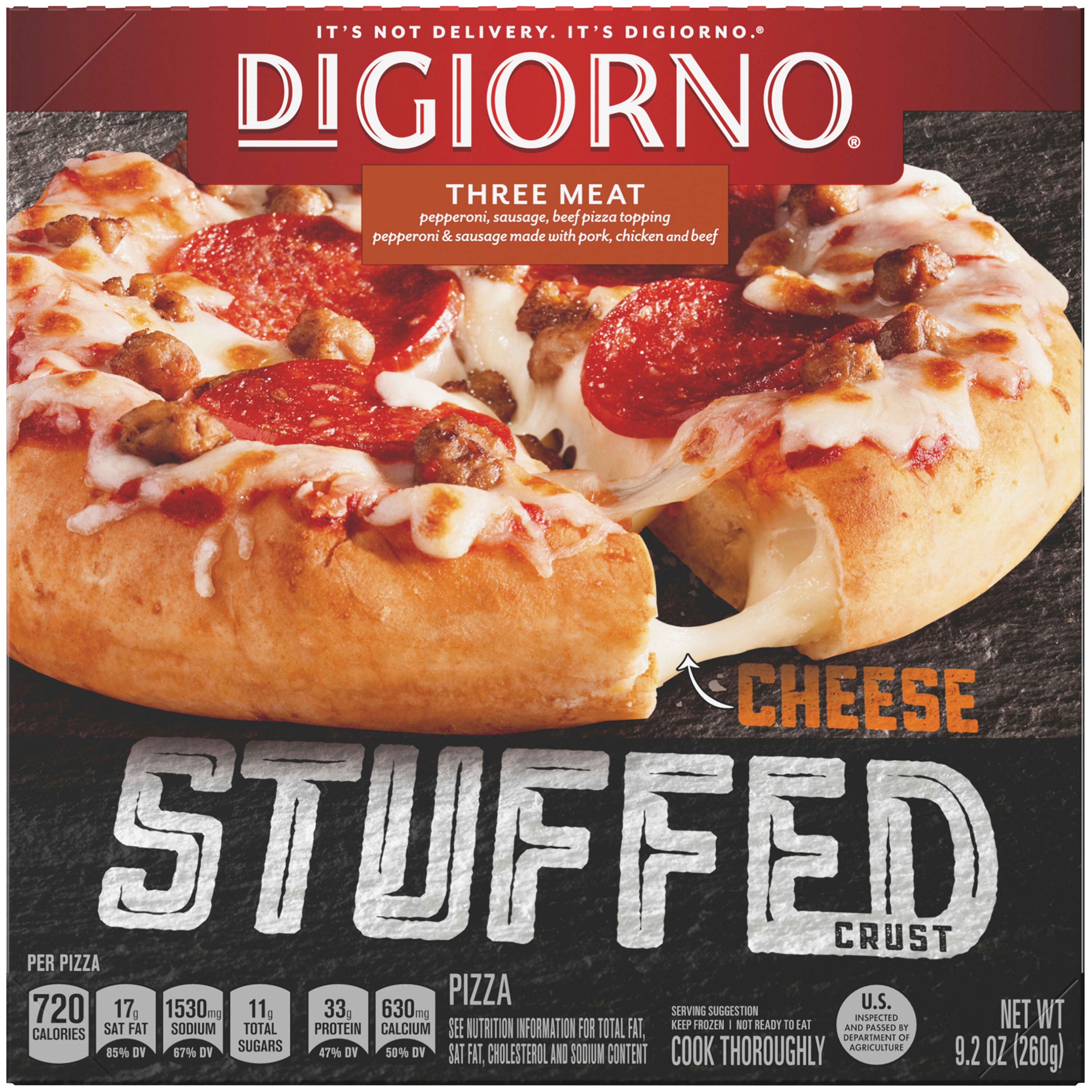 DIGIORNO Three Meat Frozen Pizza on a Stuffed Crust Personal Pizza 9.2