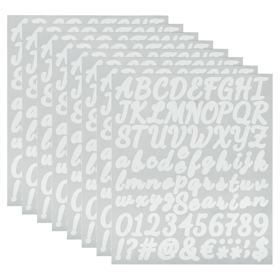 Uxcell 8 Sheet 672 Pcs Self Adhesive Vinyl Letter Number Stickers Kit (White, 1 Inch)
