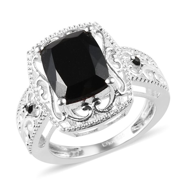 Shop LC - Shop LC 925 Silver Black Tourmaline Spinel Statement Ring ...