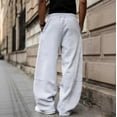 thumbnail image 4 of Domuza Men's Baggy Wide Leg Sweatpants Oversized Track Pants Drawstring Y2K Casual Trousers with Pockets Light Gray XL, 4 of 6