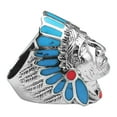 thumbnail image 2 of Blue-Red Stone Accented Indian Style .925 Silver Ring-7, 2 of 6