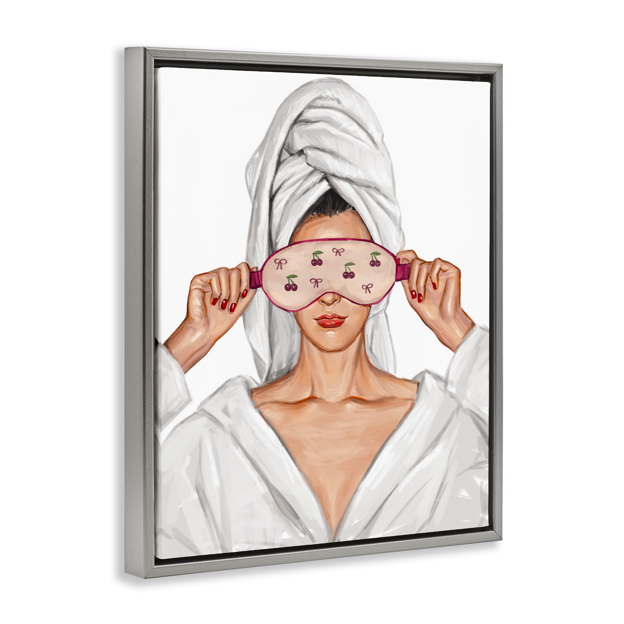 Cherry Eye Mask Fashionista Gray Framed Floater Canvas Wall Art, design by Ziwei Li