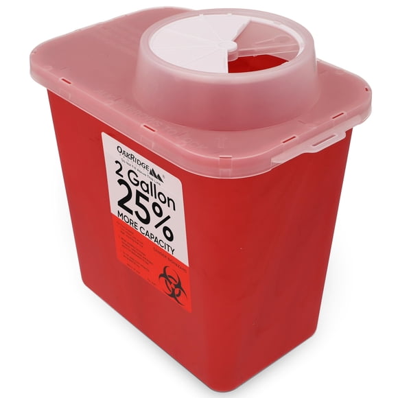 Contenedor para objetos punzantes Oakridge Products, 7,6 litros (paquete de 1), Biohazard