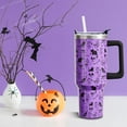 thumbnail image 2 of Halloween Gothic Cup Gifts for Women Men, Goth Skull 40oz Tumbler with Handle and Straw, Holiday Black Cat Stainless Steel Insulated Water Bottle (1 PC), 2 of 6