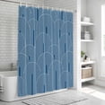 thumbnail image 6 of Navy Blue Ombre Shower Curtain, Waterproof Shower Curtains for Bathroom, Farmhouse Stripes Modern Abstract Art Washable Fabric Bathtub Curtain Set Bath Decor with 12 Hooks Long 72"x84", 6 of 8