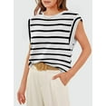 thumbnail image 3 of Lyacmy Summer Shirts for Womens, Stripe T Shirt Womens Tops, Casual Cap Sleeve Tee Shirts Loose Fit, 3 of 5