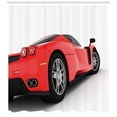 thumbnail image 3 of Ambesonne Modern Shower Curtain, Retro Wave Sport Car Artwork, 69"Wx70"L, White Black and Red, 3 of 3