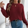 thumbnail image 2 of Fall Sweaters Women Casual Solid Color Hollow Out Long Sleeve Pullover Knitted Sweaters Sweater Red XL, 2 of 6