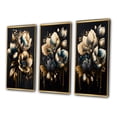 thumbnail image 3 of Designart "Tulips in Blue and Gold Radiance I" Floral & Botanical Framed Wall Art Set Of 3 - Blue Tulip Frame Canvas Set For Living Room Decor, 3 of 6