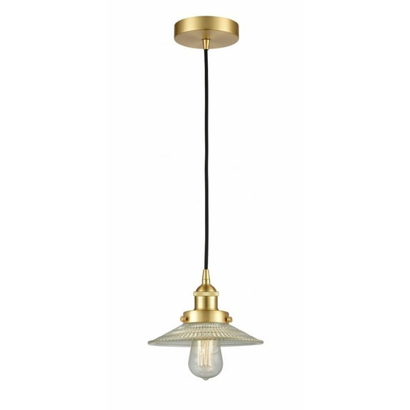 616-1PH-SG-G2-LED-Innovations Lighting-Halophane - 1 Light Mini Pendant In Industrial Style-8 Inches Tall and 8.5 Inches Wide Satin Gold Clear