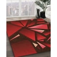 thumbnail image 3 of Ahgly Tapis Rond Lavable en Machine Intérieur Transitionnel Rouge Tomate, 4 Pieds Rond, 3 of 7