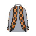 thumbnail image 3 of Orange and Black Checkered Pattern Backpack for School, Cute School Bag with Adjustable Shoulder Straps and Padded Back, 15.3"x11"x6.7", 3 of 5