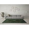 thumbnail image 3 of Ahgly Company Machine Washable Indoor Round Persian Turquoise Blue Traditional Area Rugs, 4' Round, 3 of 4