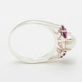 thumbnail image 3 of LBG British Made 9k White Gold Cultured Pearl & Ruby Womens Cluster Ring - 33 size options - Size 7.75, 3 of 6
