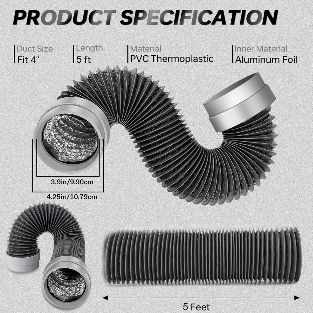 Flexible And Permanent Dryer Outlet Hose 5 Feet With PVC Coating For Noise Suppression
