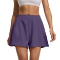 thumbnail image 5 of Only Moment Women's Casual Elastic Waist Lounge Shorts Polyester,Spandex Stretch Ankle Sweatpants for Golf, Athletic, Lounge, Travel, Work Yoga Shorts for Wowomen Purple,S, 5 of 5