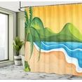 thumbnail image 4 of Ambesonne Beach Sunset Shower Curtain, Nature Scene Sand Art, 69"Wx70"L, Peach Lime Green Sea Blue, 4 of 4