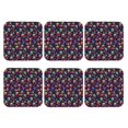 thumbnail image 2 of Pofeuu Skull mushroom rainbow color Print Leather Coasters Set of 6, Round Cups Mugs Mat Pad for Home Kitchen Heat Resistant Drink Coasters,Square, 2 of 7