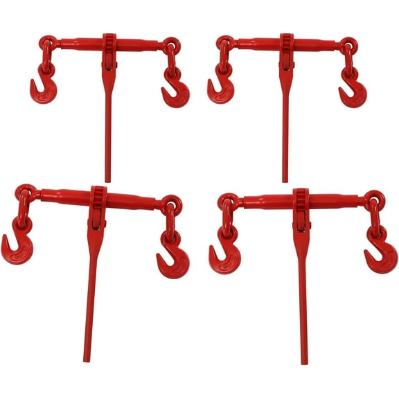 4 Pack Ratchet Load Binder 3/8''-1/2'', 9200 lbs Working Capacity, Ratchet Lever Binder with Hooks & Adjustable Length, Heavy Duty Ratchet Binders for Towing