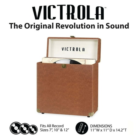 Victrola - Storage Case for Vinyl Turntable Records - Brown