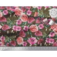 thumbnail image 2 of Soimoi polyester Crepe Fabric Leaves & Rose Flower Printed Fabric 1 Yard 42 Inch Wide, 2 of 3
