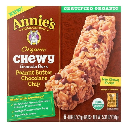 Organic Chewy Granola Bars Peanut Butter Chocolate Chip - Case of 12 - 5.34 oz.