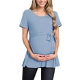 thumbnail image 4 of Short Sleeve Maternity Clothes for Women Tie Front Maternity Tops Pregnancy Shirts, 4 of 6