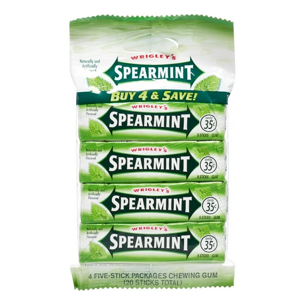 Wrigley's Gum Spearmint, 4 Pk